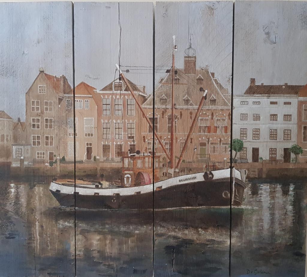 Dick van Gelderen schilderij haven