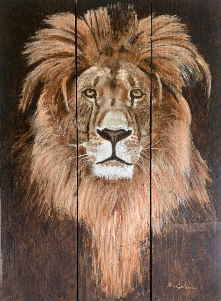 Dick van Gelderen schilderij leeuw